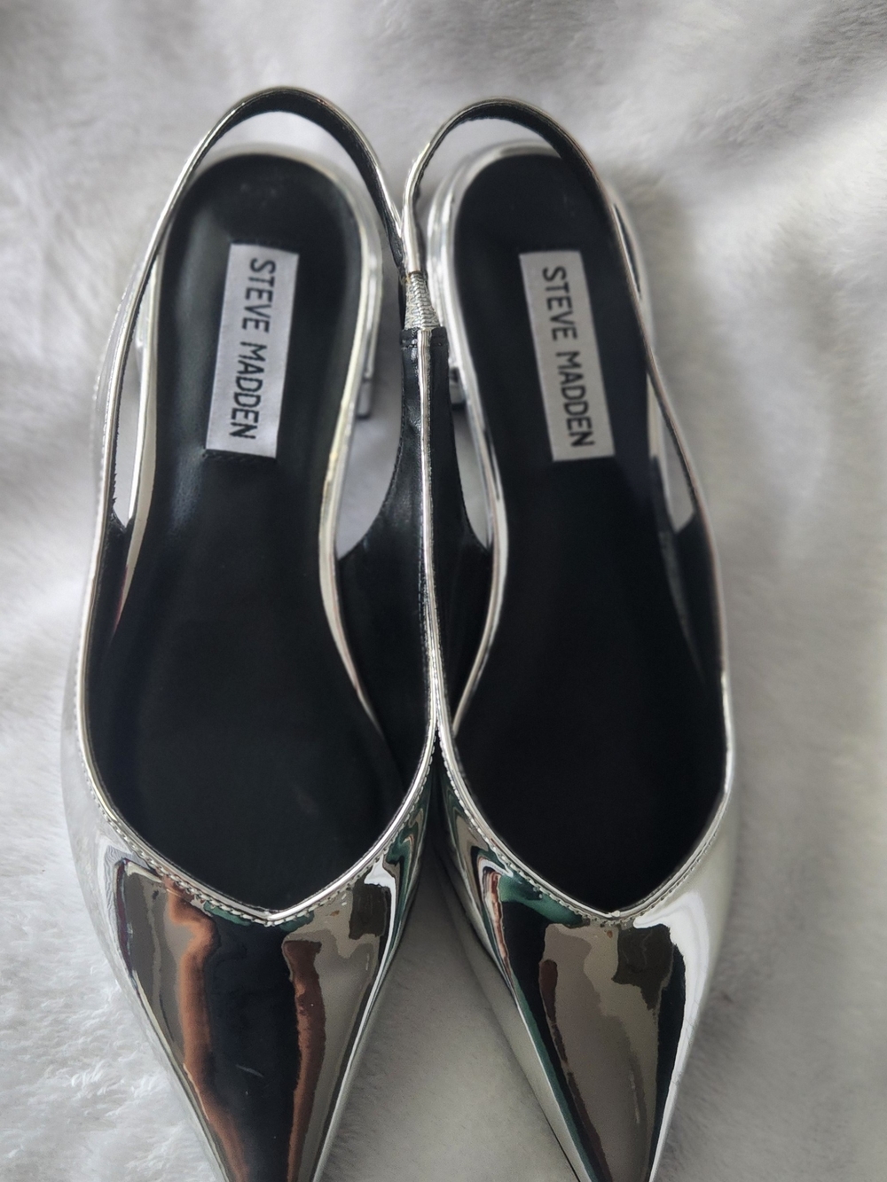 Steve Madden Metallic Silver Pointed Slingback Flats